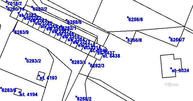 Parcela st. 5437 v KÚ Žatec, Katastrální mapa