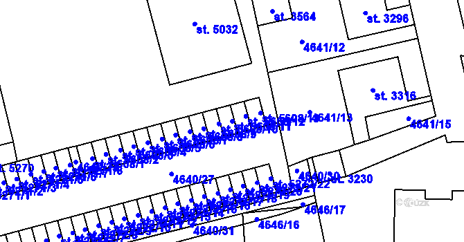 Parcela st. 5608/11 v KÚ Žatec, Katastrální mapa
