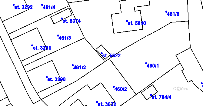 Parcela st. 5622 v KÚ Žatec, Katastrální mapa