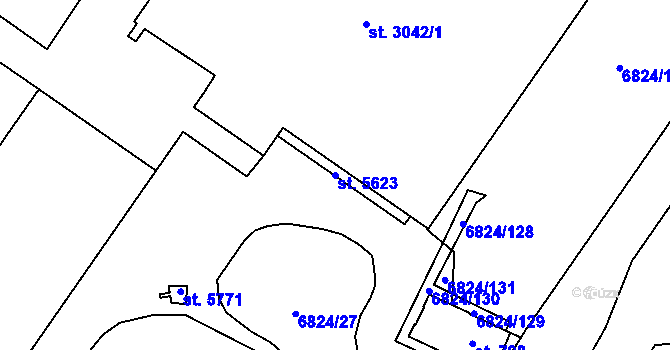 Parcela st. 5623 v KÚ Žatec, Katastrální mapa