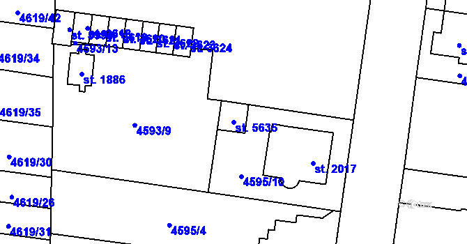 Parcela st. 5635 v KÚ Žatec, Katastrální mapa