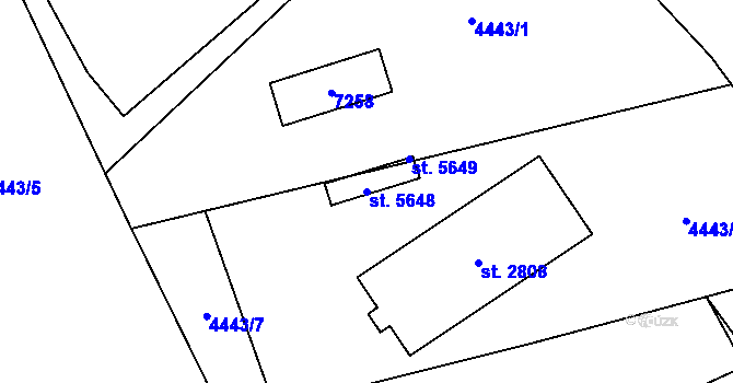 Parcela st. 5648 v KÚ Žatec, Katastrální mapa