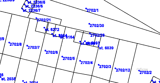 Parcela st. 5680 v KÚ Žatec, Katastrální mapa