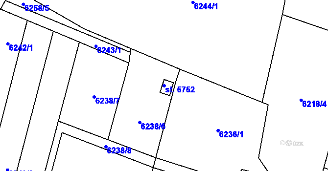 Parcela st. 5752 v KÚ Žatec, Katastrální mapa