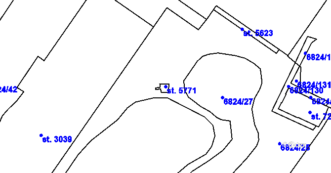Parcela st. 5771 v KÚ Žatec, Katastrální mapa