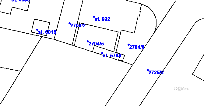 Parcela st. 5784 v KÚ Žatec, Katastrální mapa