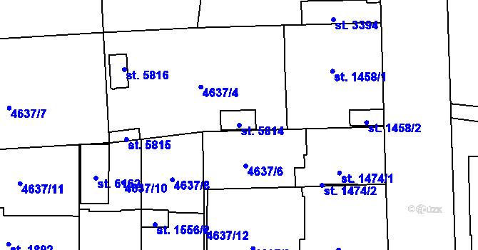 Parcela st. 5814 v KÚ Žatec, Katastrální mapa