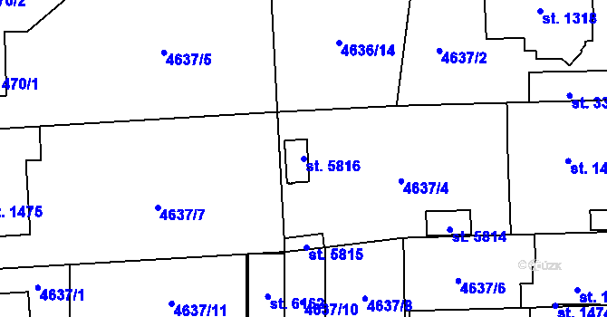 Parcela st. 5816 v KÚ Žatec, Katastrální mapa