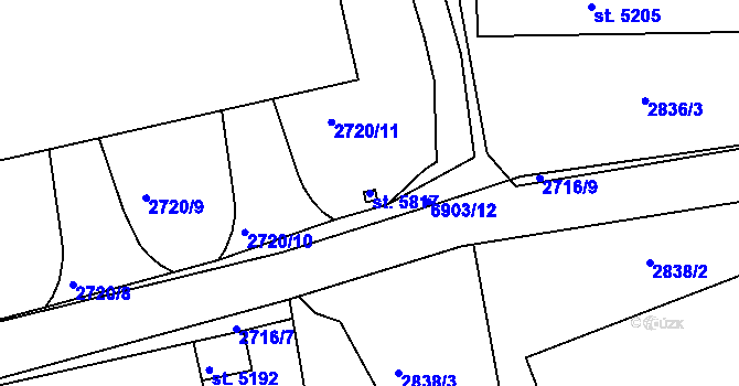 Parcela st. 5817 v KÚ Žatec, Katastrální mapa