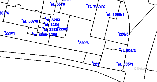 Parcela st. 220/6 v KÚ Žatec, Katastrální mapa