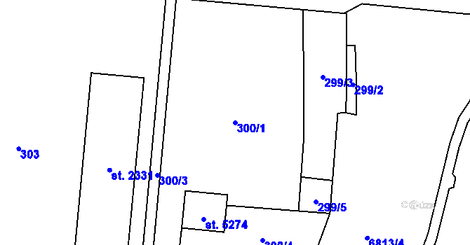 Parcela st. 300/1 v KÚ Žatec, Katastrální mapa