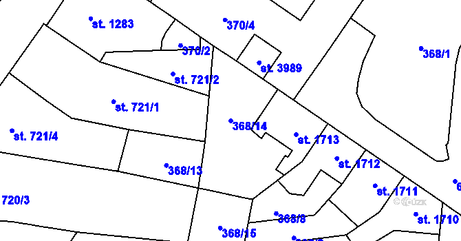 Parcela st. 368/14 v KÚ Žatec, Katastrální mapa