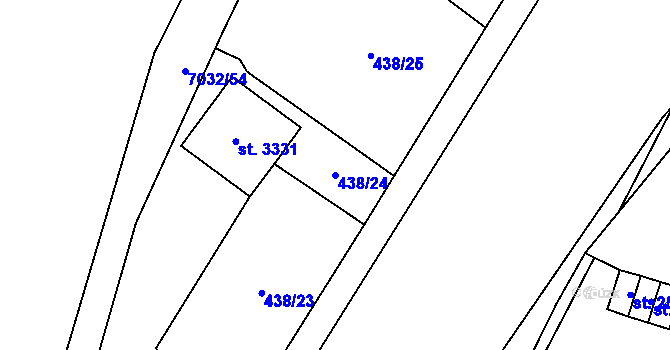Parcela st. 438/24 v KÚ Žatec, Katastrální mapa
