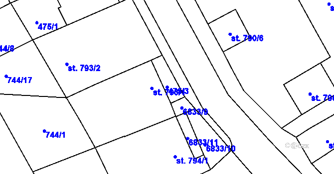 Parcela st. 475/3 v KÚ Žatec, Katastrální mapa