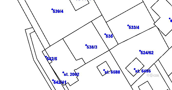 Parcela st. 538/3 v KÚ Žatec, Katastrální mapa