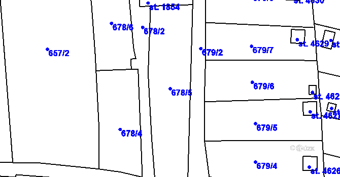 Parcela st. 678/5 v KÚ Žatec, Katastrální mapa