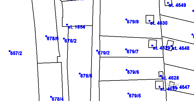 Parcela st. 679/2 v KÚ Žatec, Katastrální mapa
