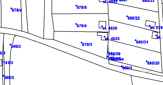 Parcela st. 679/3 v KÚ Žatec, Katastrální mapa