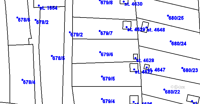 Parcela st. 679/6 v KÚ Žatec, Katastrální mapa