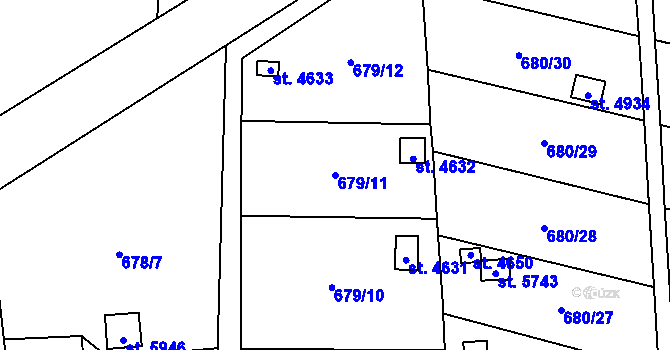 Parcela st. 679/11 v KÚ Žatec, Katastrální mapa