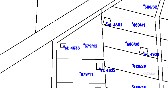 Parcela st. 679/12 v KÚ Žatec, Katastrální mapa