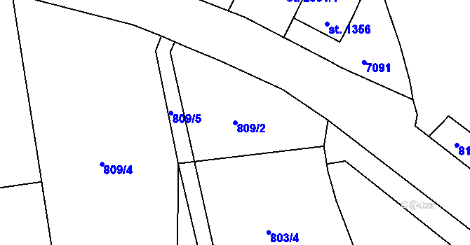 Parcela st. 809/2 v KÚ Žatec, Katastrální mapa