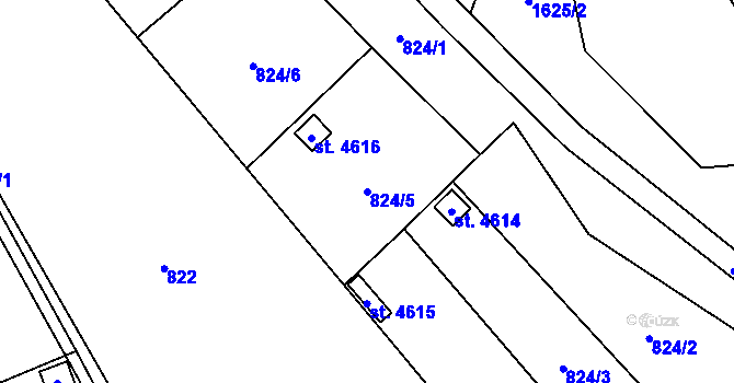Parcela st. 824/5 v KÚ Žatec, Katastrální mapa
