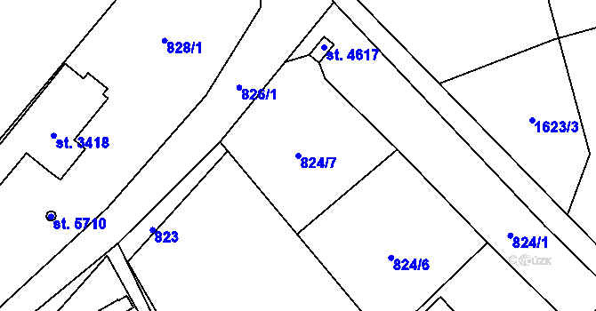 Parcela st. 824/7 v KÚ Žatec, Katastrální mapa