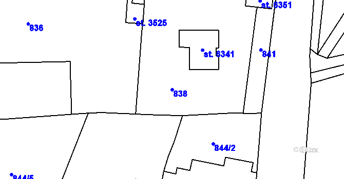 Parcela st. 838 v KÚ Žatec, Katastrální mapa