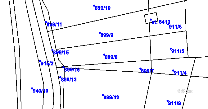 Parcela st. 899/8 v KÚ Žatec, Katastrální mapa