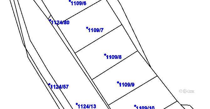 Parcela st. 1109/8 v KÚ Žatec, Katastrální mapa