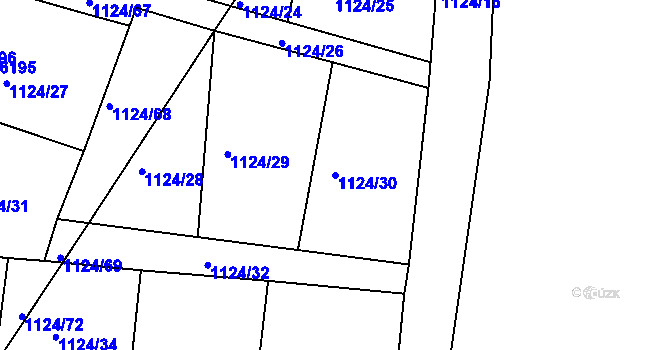 Parcela st. 1124/30 v KÚ Žatec, Katastrální mapa