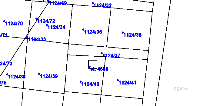 Parcela st. 1124/37 v KÚ Žatec, Katastrální mapa