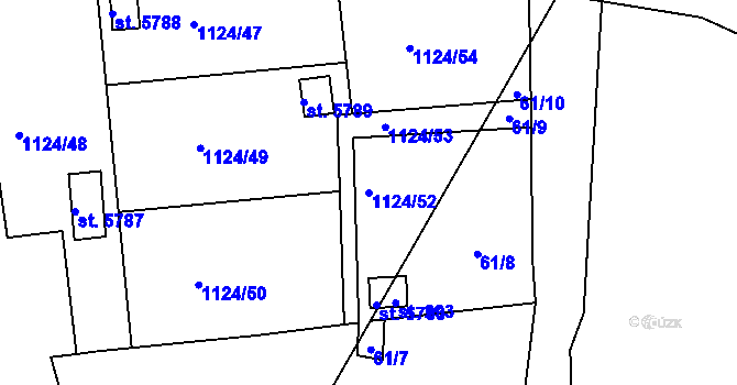Parcela st. 1124/52 v KÚ Žatec, Katastrální mapa
