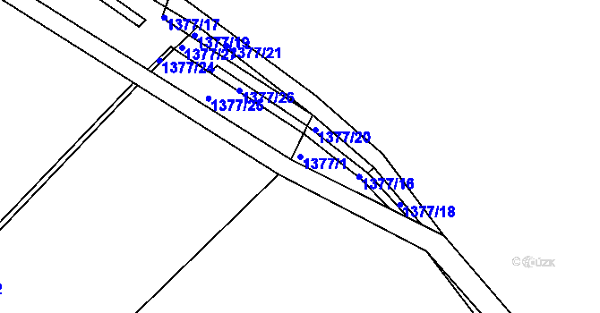 Parcela st. 1377/1 v KÚ Žatec, Katastrální mapa