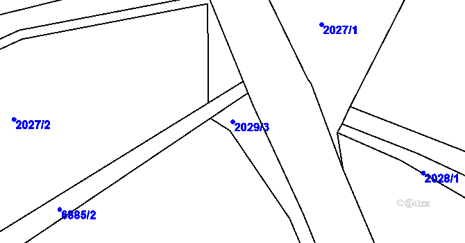 Parcela st. 2029/3 v KÚ Žatec, Katastrální mapa