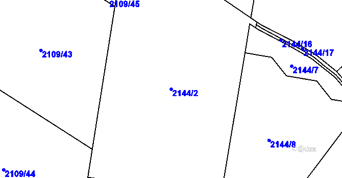 Parcela st. 2144/2 v KÚ Žatec, Katastrální mapa