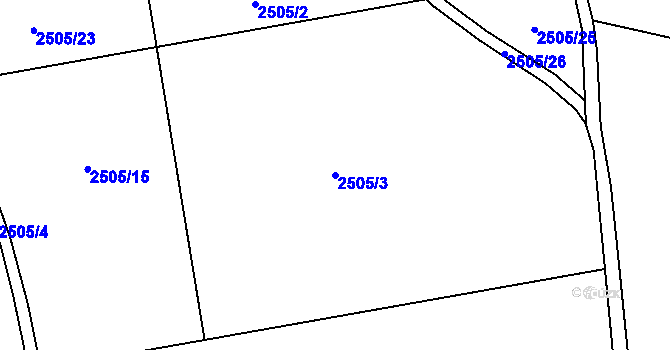 Parcela st. 2505/3 v KÚ Žatec, Katastrální mapa