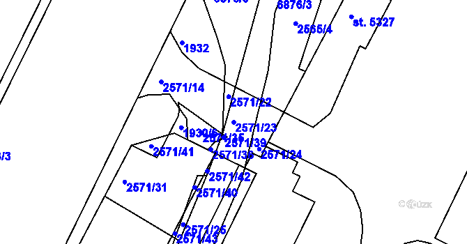 Parcela st. 2571/23 v KÚ Žatec, Katastrální mapa
