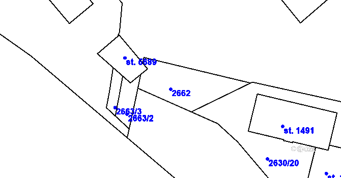 Parcela st. 2662 v KÚ Žatec, Katastrální mapa