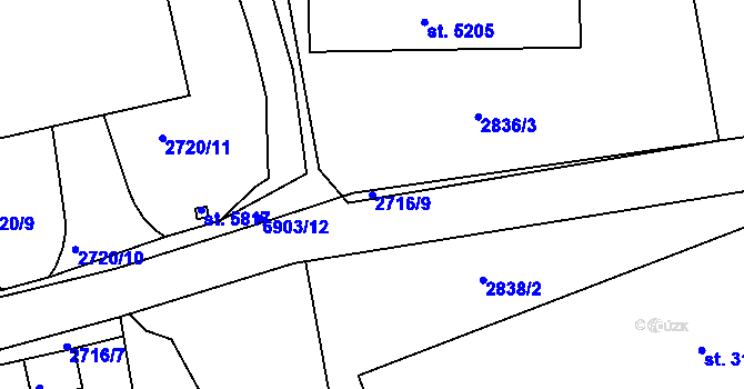 Parcela st. 2716/9 v KÚ Žatec, Katastrální mapa