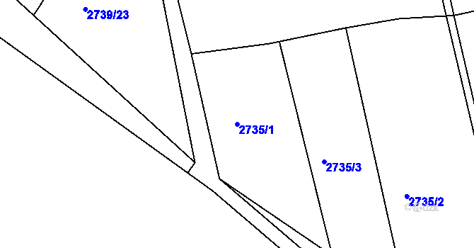 Parcela st. 2735/1 v KÚ Žatec, Katastrální mapa