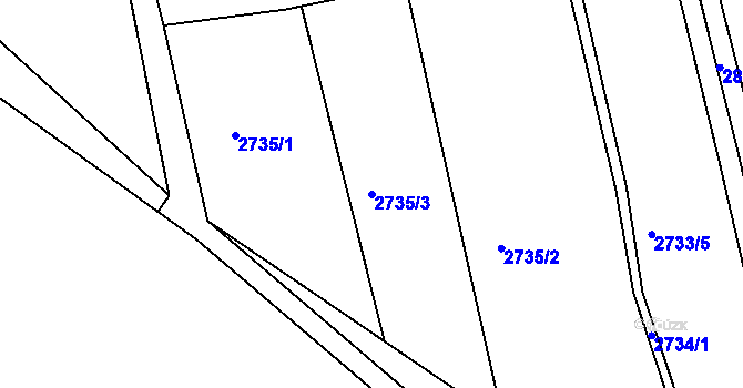 Parcela st. 2735/3 v KÚ Žatec, Katastrální mapa