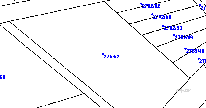 Parcela st. 2759/2 v KÚ Žatec, Katastrální mapa
