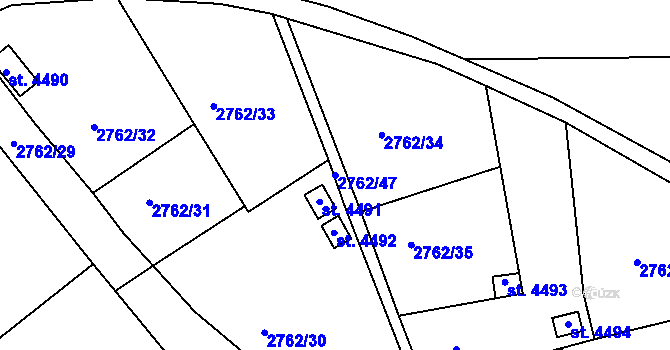 Parcela st. 2762/47 v KÚ Žatec, Katastrální mapa