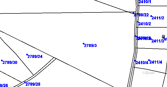 Parcela st. 2789/3 v KÚ Žatec, Katastrální mapa