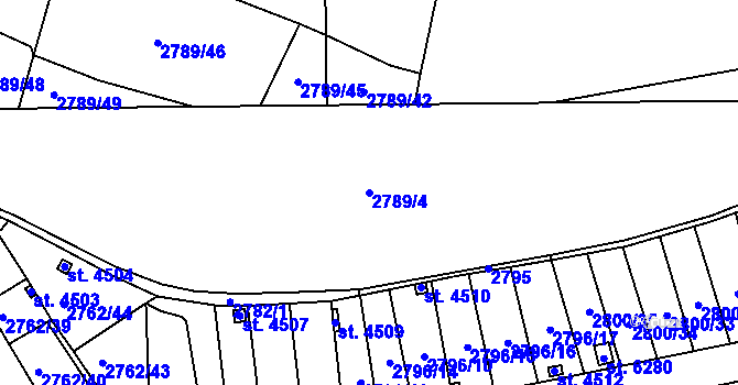 Parcela st. 2789/4 v KÚ Žatec, Katastrální mapa