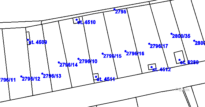 Parcela st. 2796/15 v KÚ Žatec, Katastrální mapa