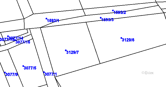 Parcela st. 3129 v KÚ Žatec, Katastrální mapa