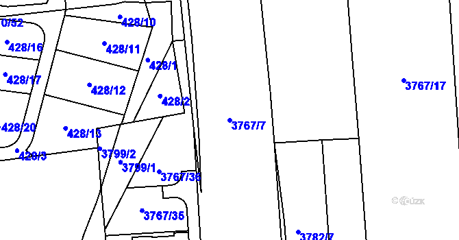 Parcela st. 3767/7 v KÚ Žatec, Katastrální mapa